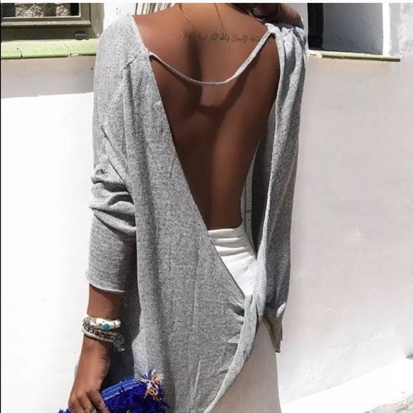 Sexy Open Back Long Sleeve Top - Picture 2 of 3